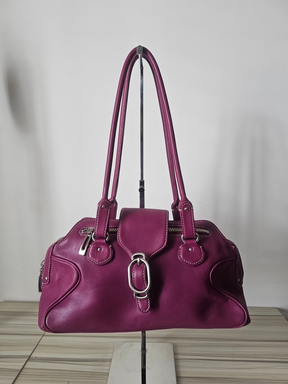 Cole Haan Magenta Shoulder Bag with Silver Hardware